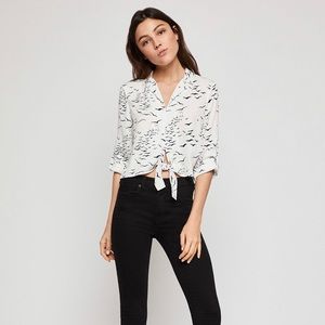 BCBGeneration Women's Printed Tie Front Blouse